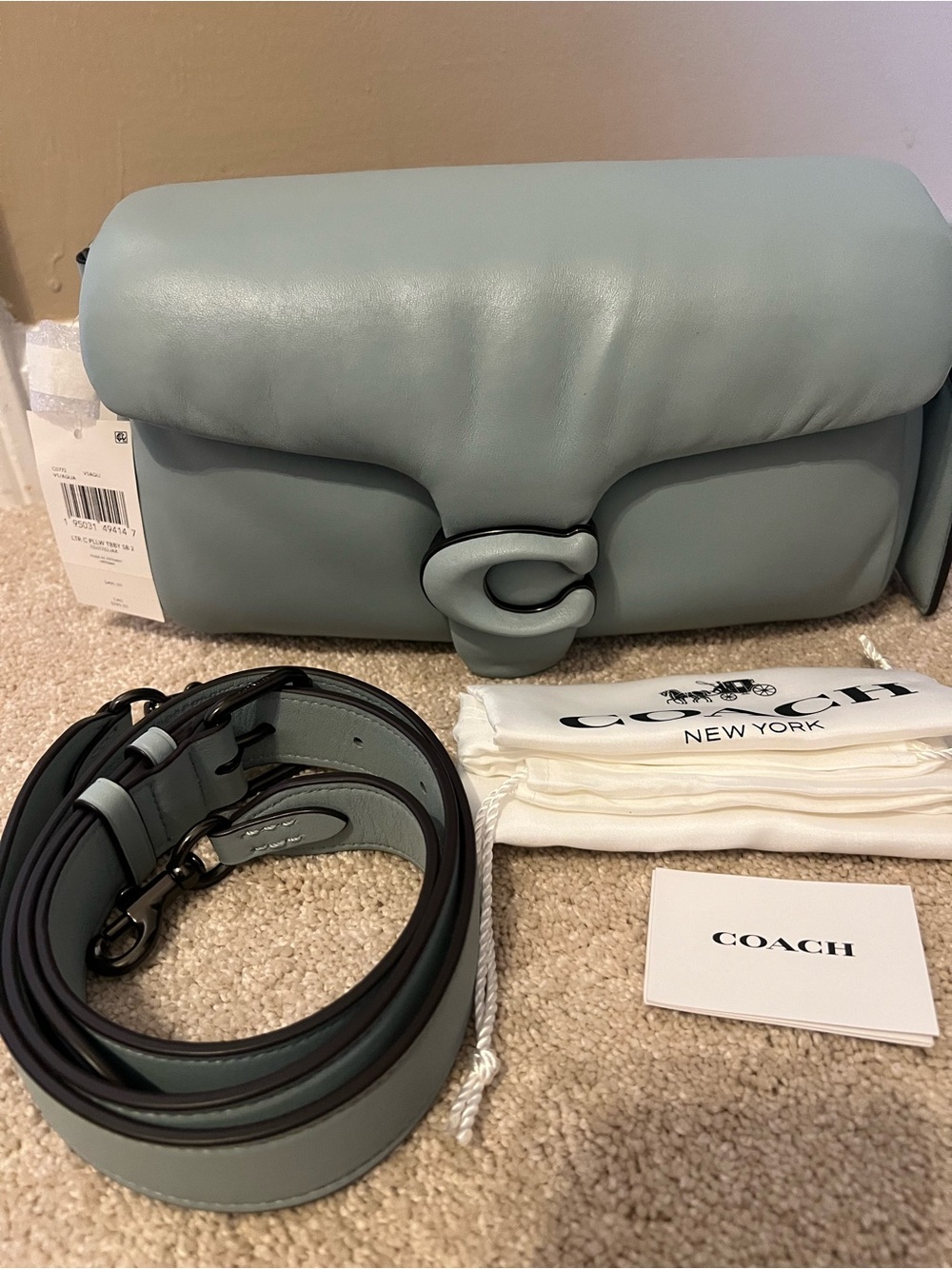 Coach Pillow Tabby 26 in Aqua/light blue all  Leather Shoulder/crossbody Bag